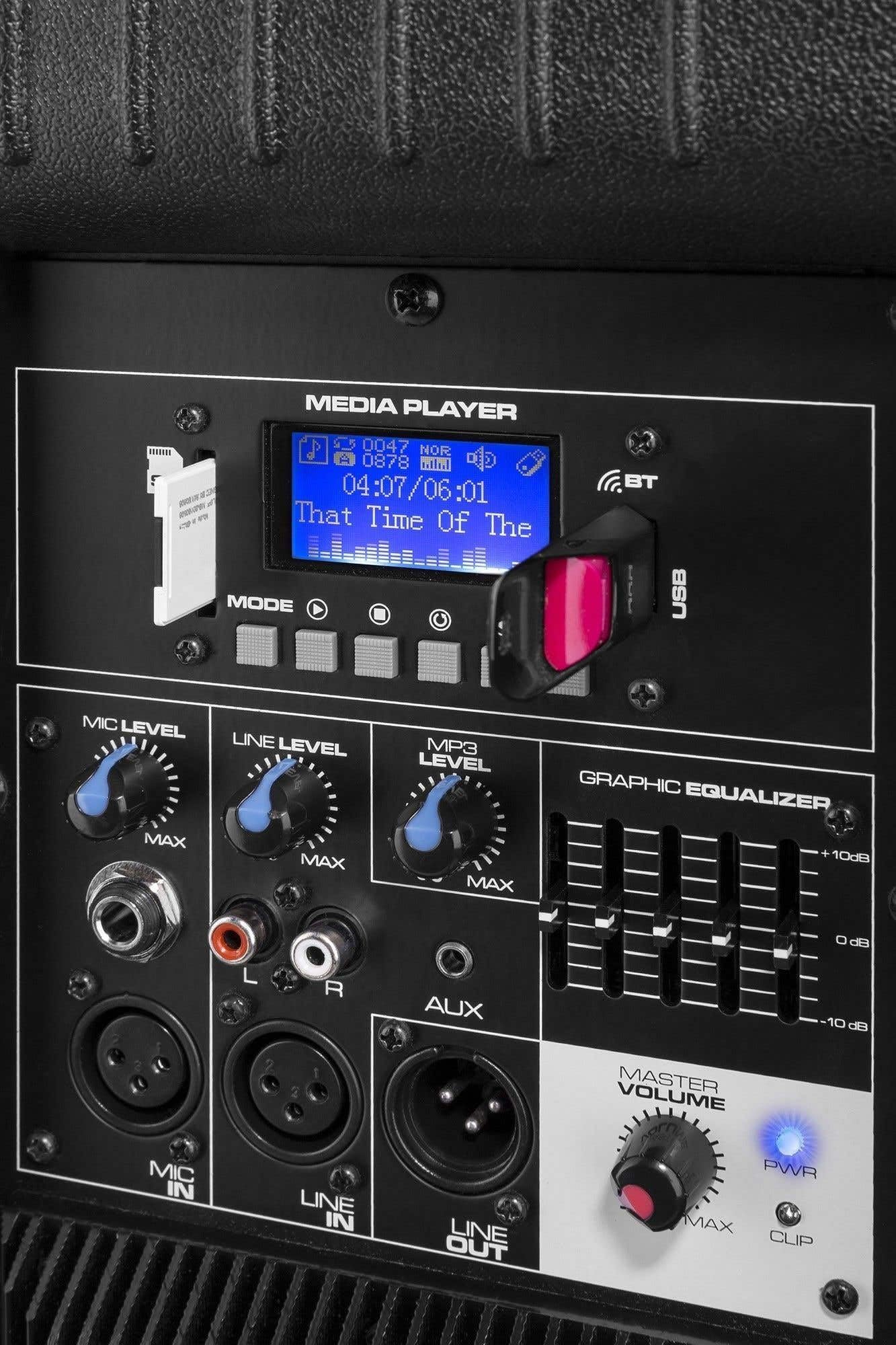 Vonyx AP215ABT - Altoparlante basso da 38 cm, con Bluetooth, 1200 W di potenza, Mp3, USB, SD, Hi-End, Tweeter, amplificatore integrato, uscita in linea 15"