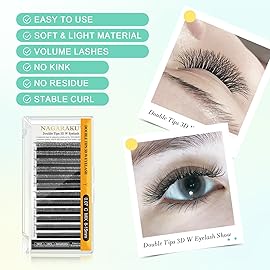 NAGARAKU WW Eyelash Extensions Supplies Double W lash Premade Fans 6D Russian Volume Faux Mink Matte Black 12 rows Cluster Pre Fanned Wispies Crisscross Clover False Lashes(0.07mm C curl 8-15mm Mix)