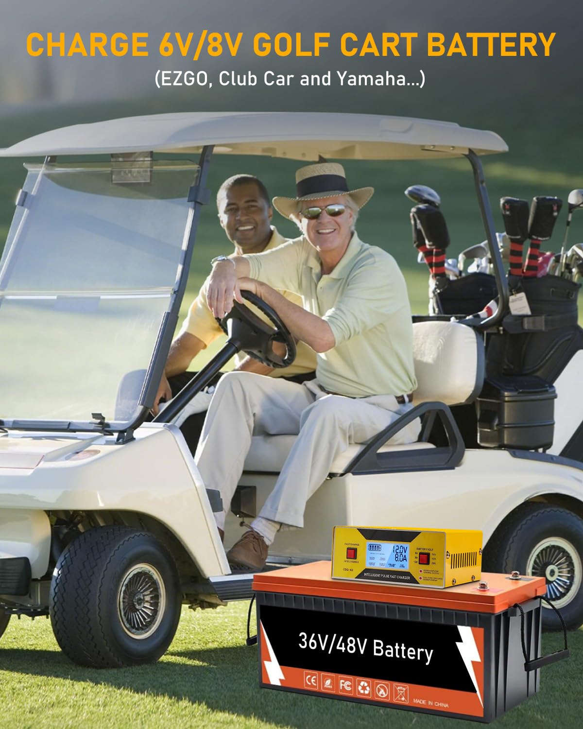 Cargador de batería de coche automático, 6/8/12/14/16/24 V, cargador de batería de voltaje ajustable 0-10A, mantenedor de batería, cargador inteligente para carrito de golf, coche, automoción