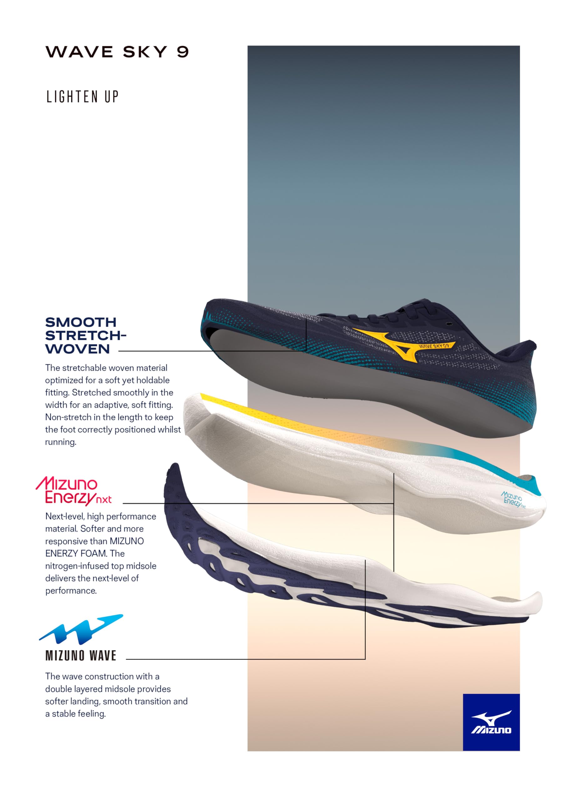 Mizuno Wave Sky 9 Mens, Zapatillas para Correr Hombre