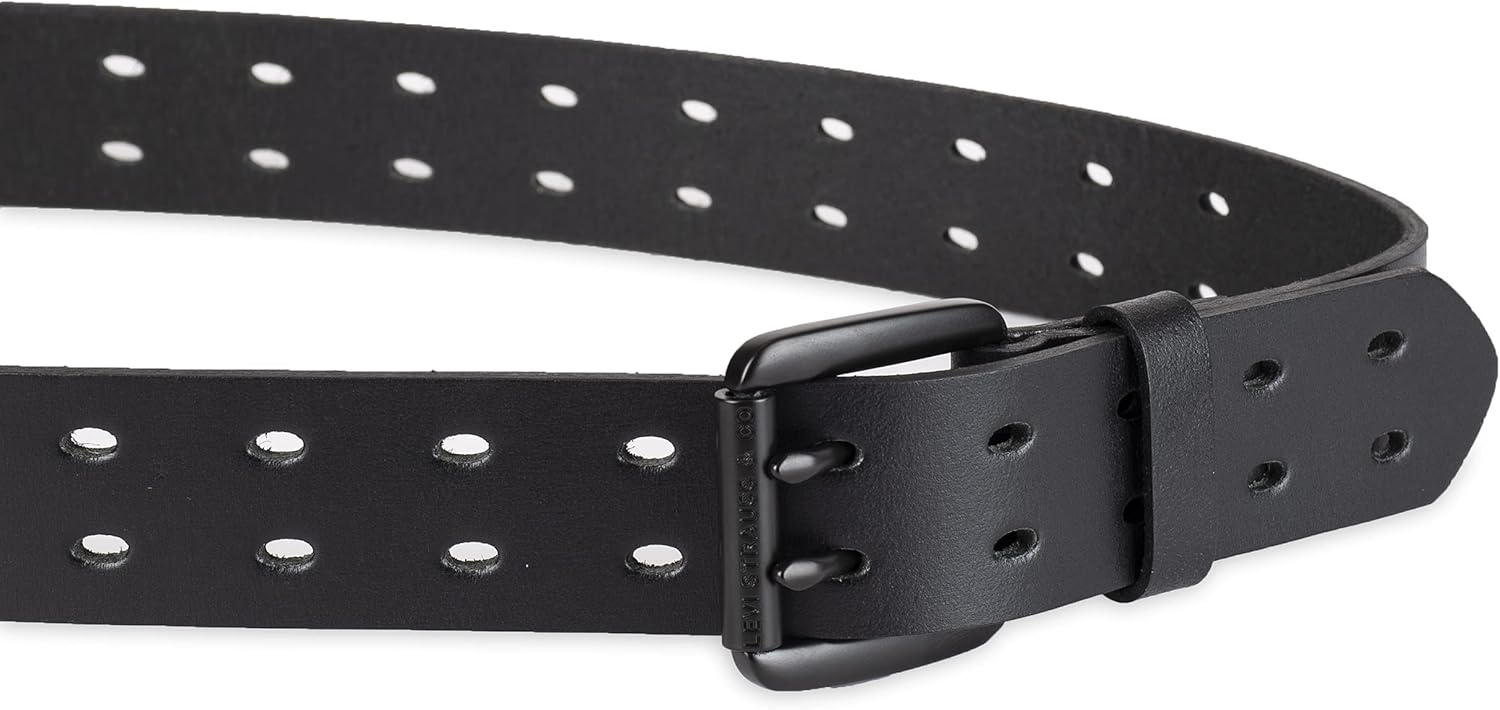 Levi's Women's Fully Adjustable Perforated Leather Casual Jean Belt with Double Prong Buckle - Image 3