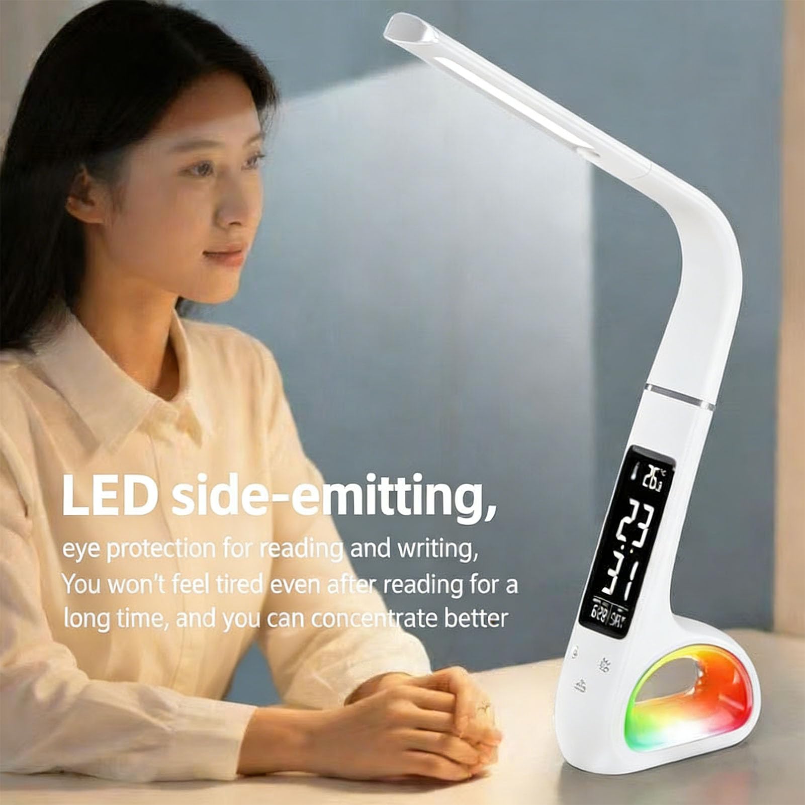 Naroote Lampada da Scrivania a LED, Lampada da Scrivania Pieghevole e Ricaricabile con 3 Impostazioni di Temperatura del Colore, Regolazione dell'Intensità Luminosa tramite Tocco