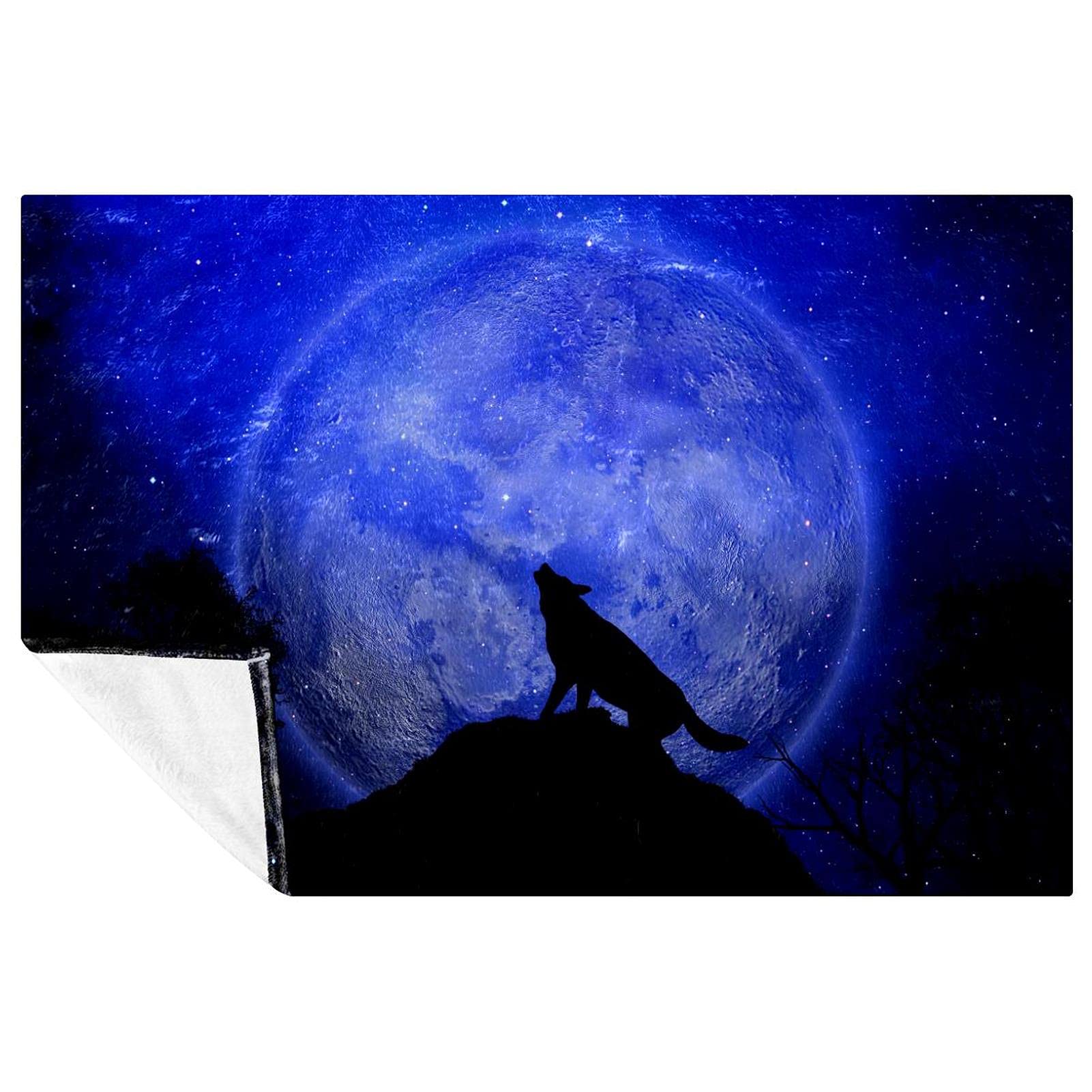 Couverture loup douce et chaude 150x100 cm pour lit et canapé