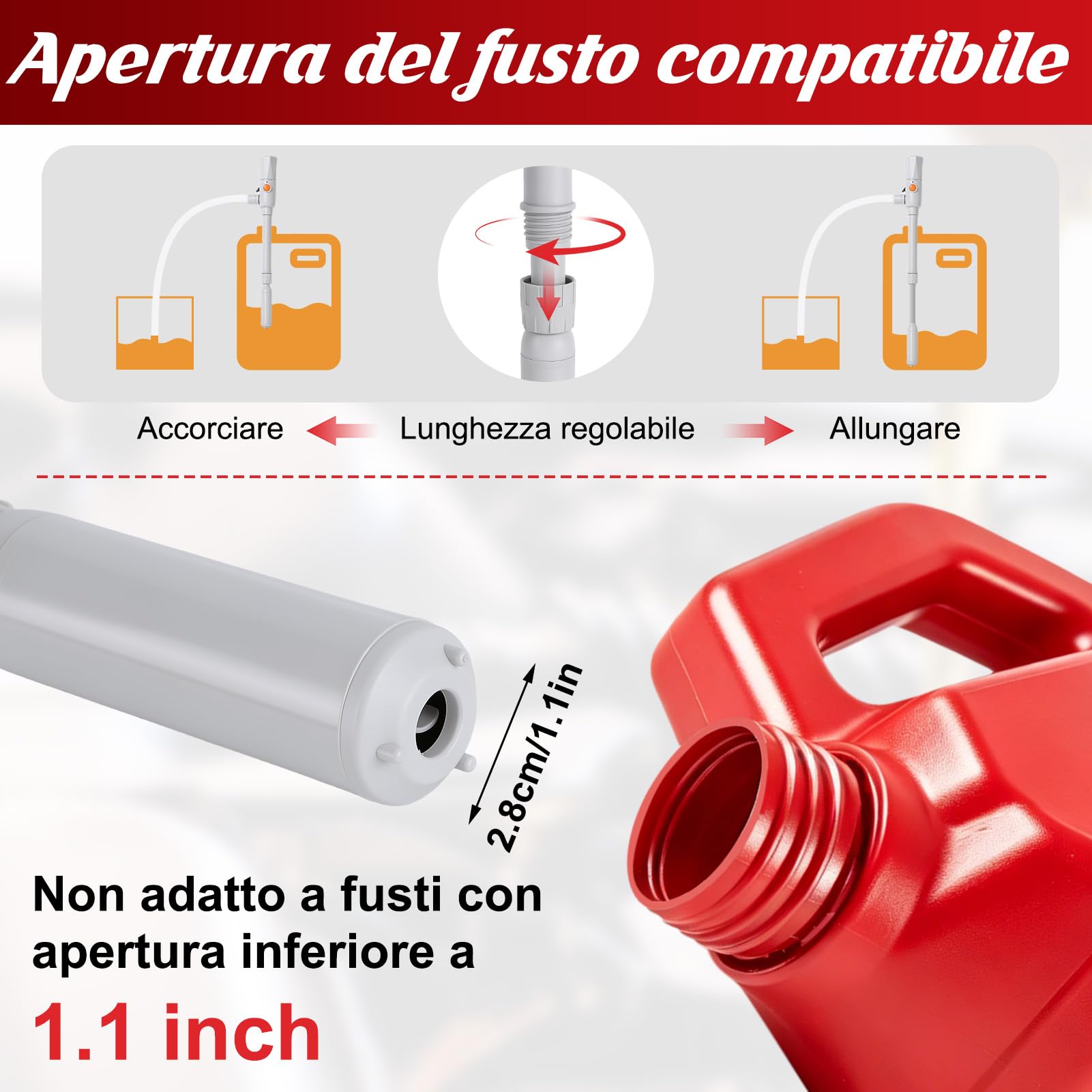 Yosoo Health Gear Pompa di Trasferimento Carburante, Portatile Pompa Travaso Benzina Elettrica con Arresto Automatico, Telescopico Tubo Principale, Portata 3.2 GPM per Auto Camper Generatore Barca