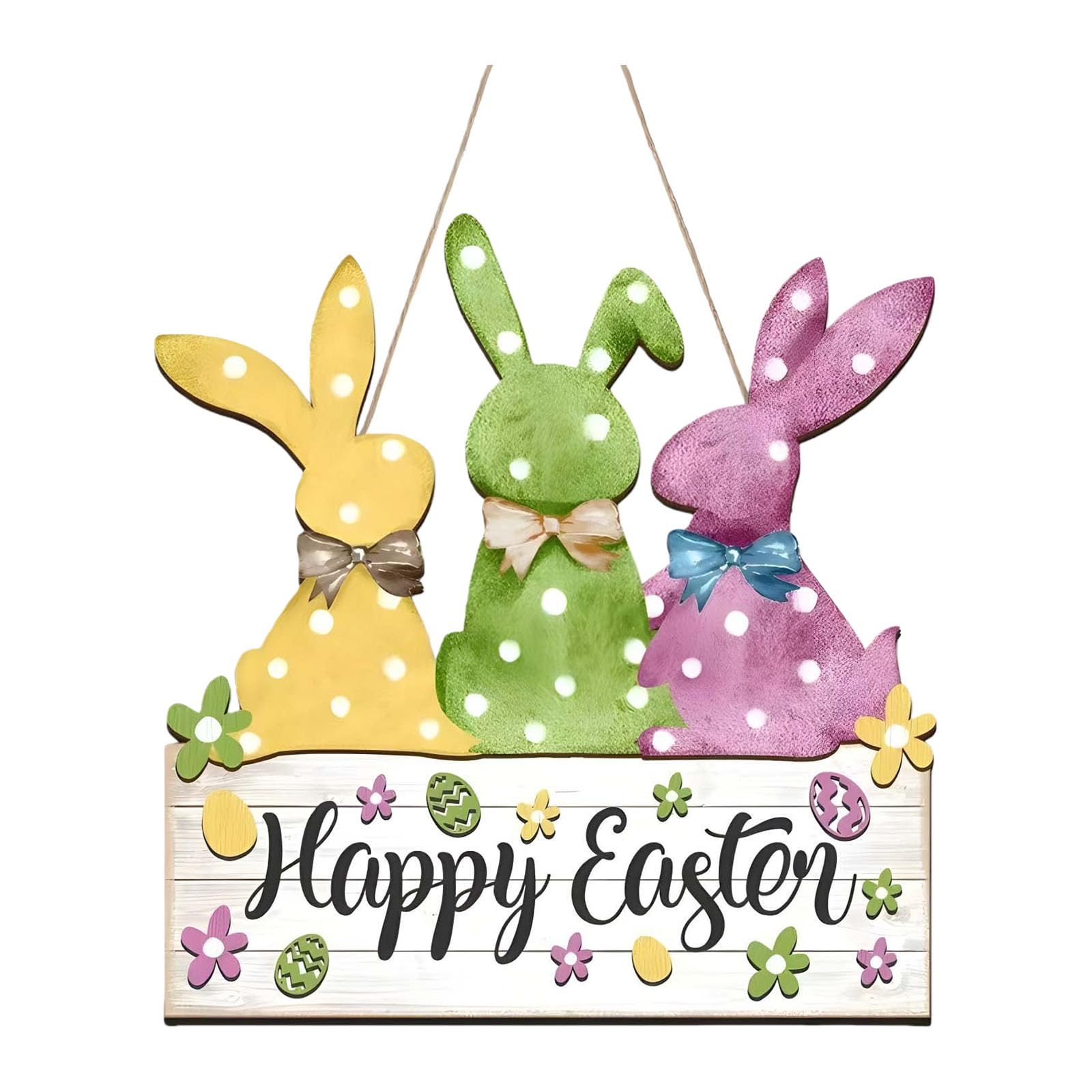 Multifunctional Wooden Rabbits Hanging Ornament Table Display Decors for Easter Parties and Family Gatherings Easter Eggs Ornament