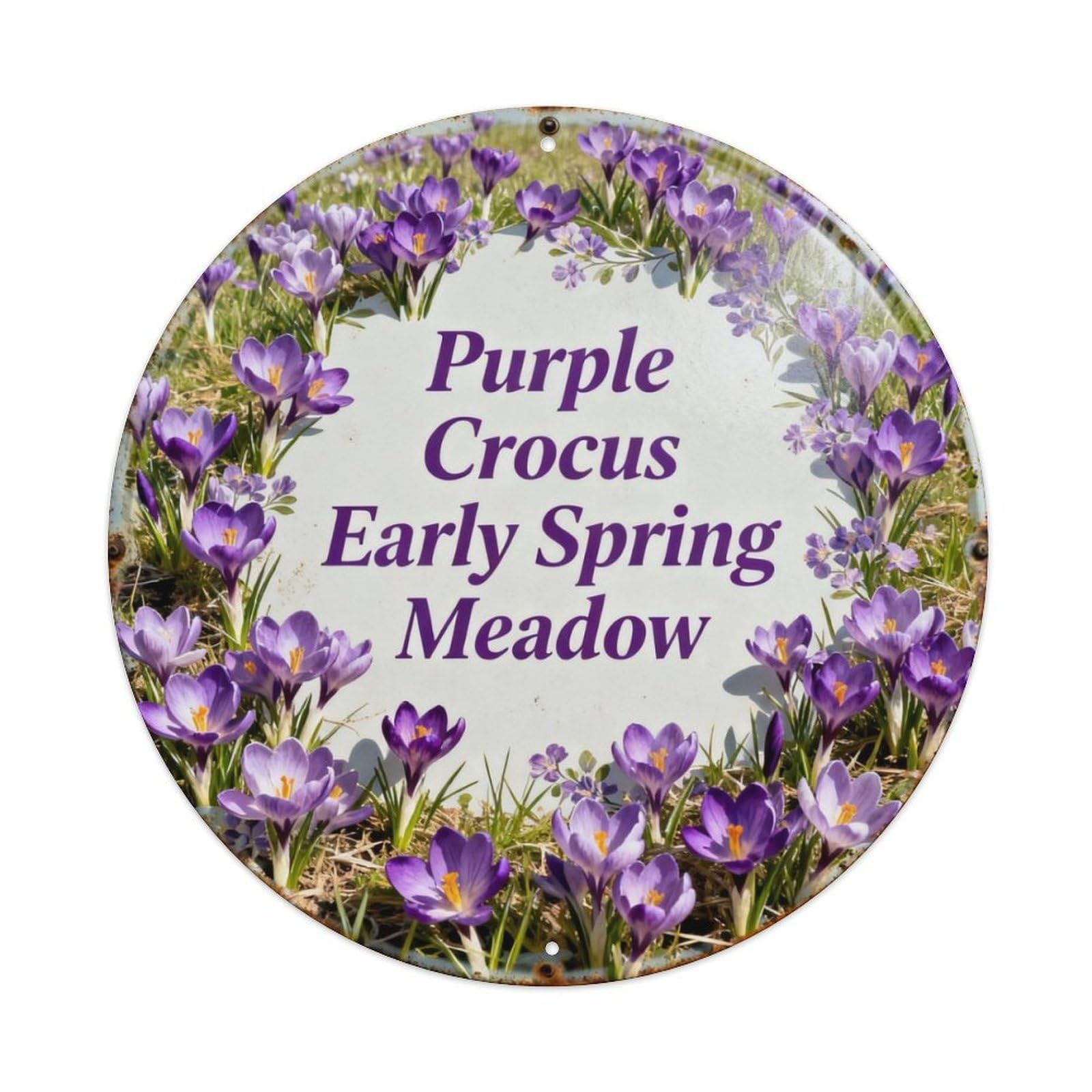 Purple Crocus Early Spring Meadow Metal Tin Sign Plaque