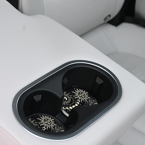 Miniatura 6 de Posavasos absorbentes para automóvil, paquete de 2 unidades, para portavasos de cerámica, piedra de cerámica de 2.56 pulgadas y base de corcho