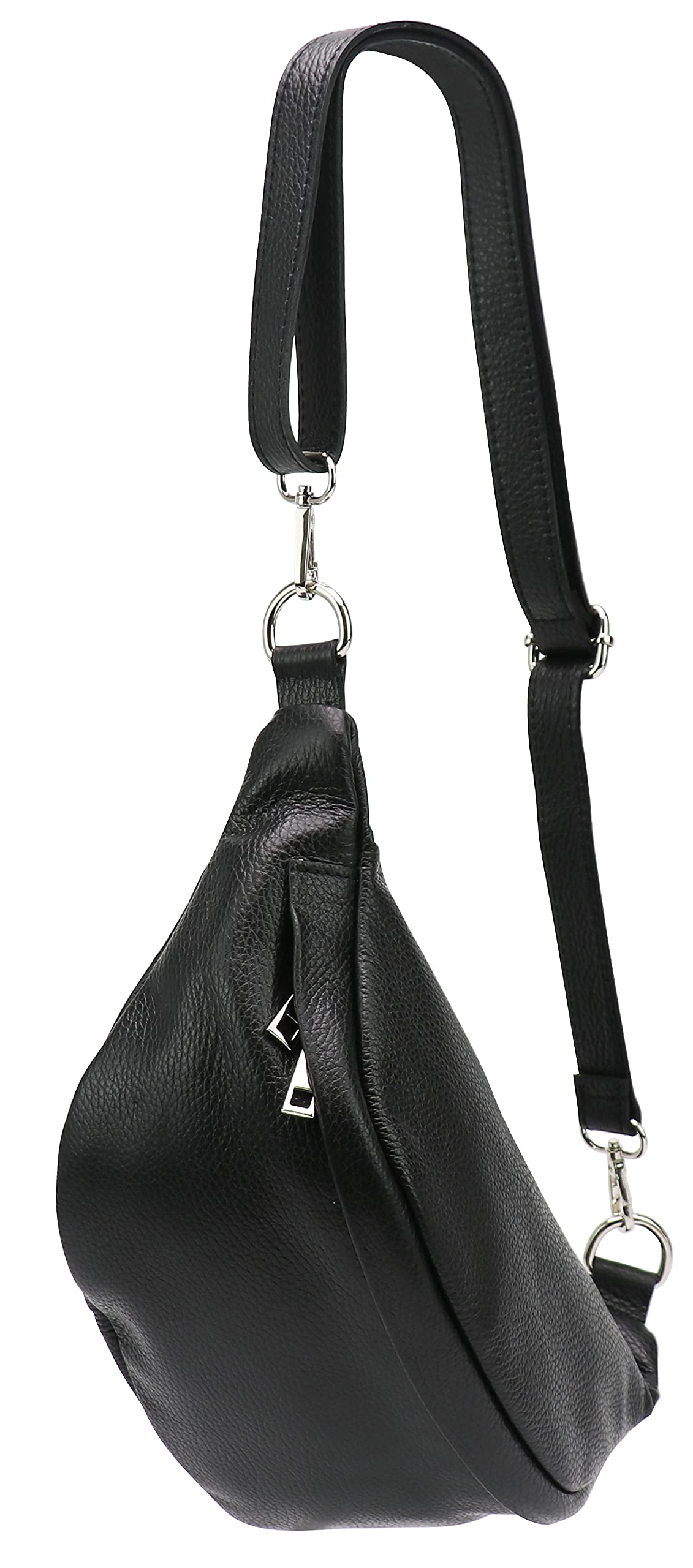 SH Leder ® Sac banane en cuir véritable pour femme, homme, unisexe - Petit sac de hanche pour festival, voyage - Sac à bandoulière moyen - 32 x 17 cm - Marie G528, Noir , 32 x 17 x 12 cm