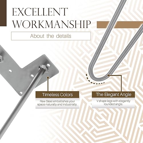 Miniatura 2 de TEN49 - Juego de 4 patas de horquilla de acero negro satinado, fuerza industrial, proyectos de bricolaje para el hogar, patas de acero modernas para