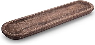 QIELSER Decorative Wooden Dough Bowls, Long Natural Root Hand Carved Bowl Large Bread Shaped Wooden Tray, Rustic Centerpiece Dining Room Table Centerpiece Potpourri Decor Display Bowl 23"x6"x2"