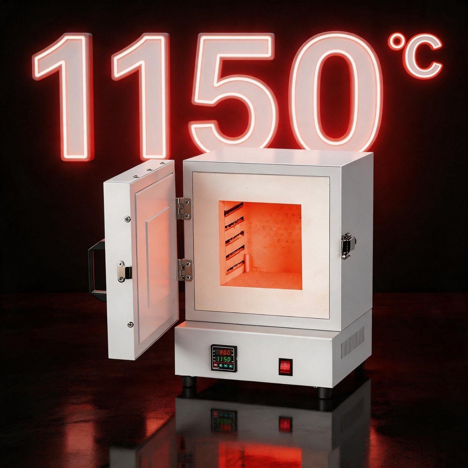 Elektryczny piec muflowy o mocy 2000 W do samodzielnego topienia – konstrukcja zamknięta, temperatura maks. 1150°C, szybkie nagrzewanie i precyzyjna regulacja temperatury