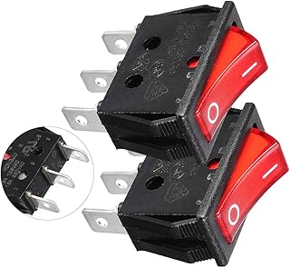 Aexit 2 Pcs Wall Switches 3 Pins SPST On/Off Neon Light Rocker Switch AC Dimmer Switches 250V/16 20A/125V