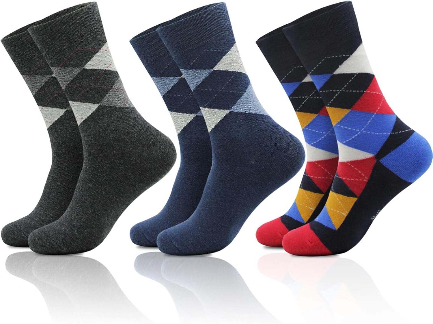 NKMOOS Colorful Argyle Socks for Women Size 7-9,Thin Women's Crew Socks Cotton Blend,Fashion Funny Soft Cozy Casual Breathable Business Work Gifts for Women Sock for Trouser 3 Pairs