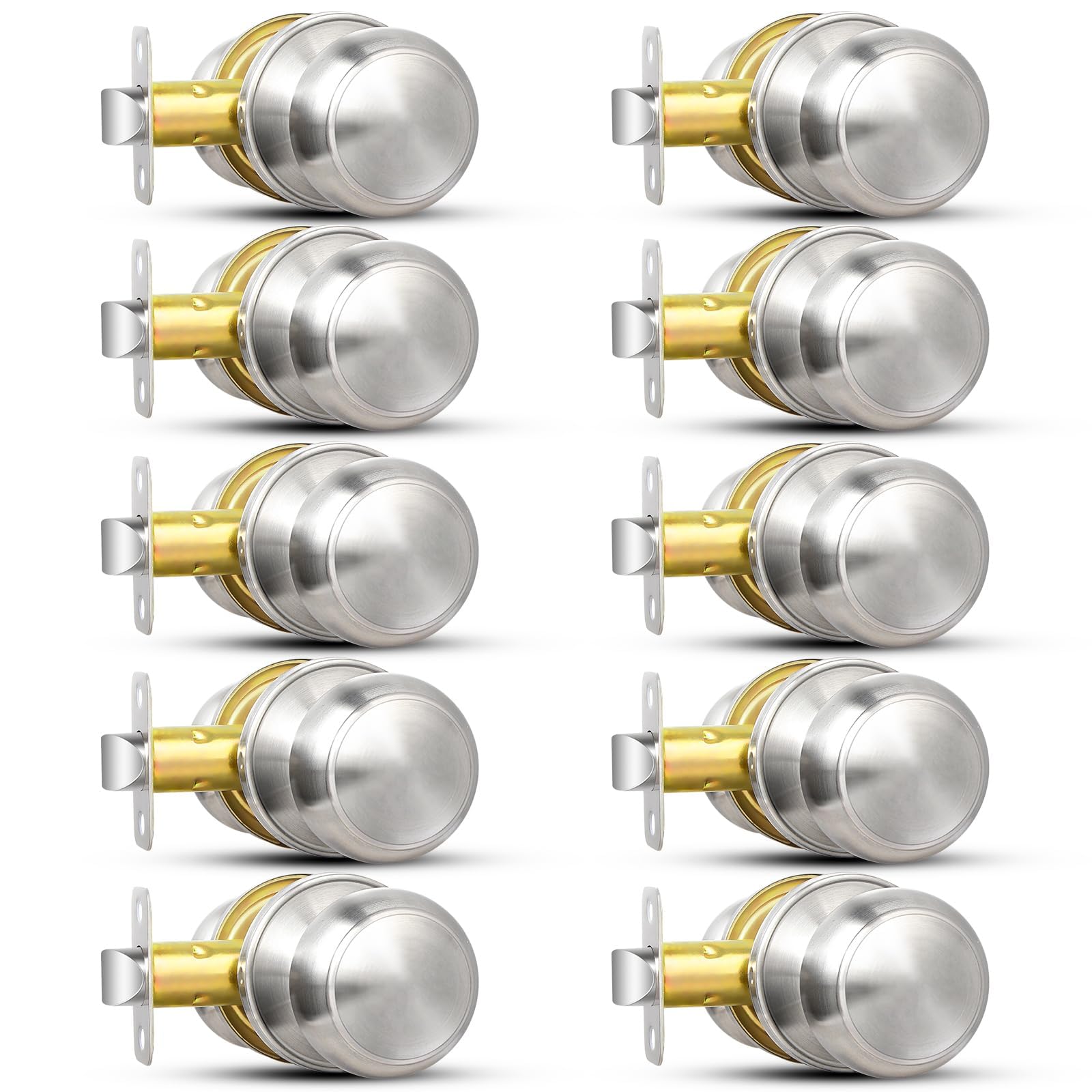 Sopoby Privacy Door Knobs - 5 Pack Brushed Nickel -18