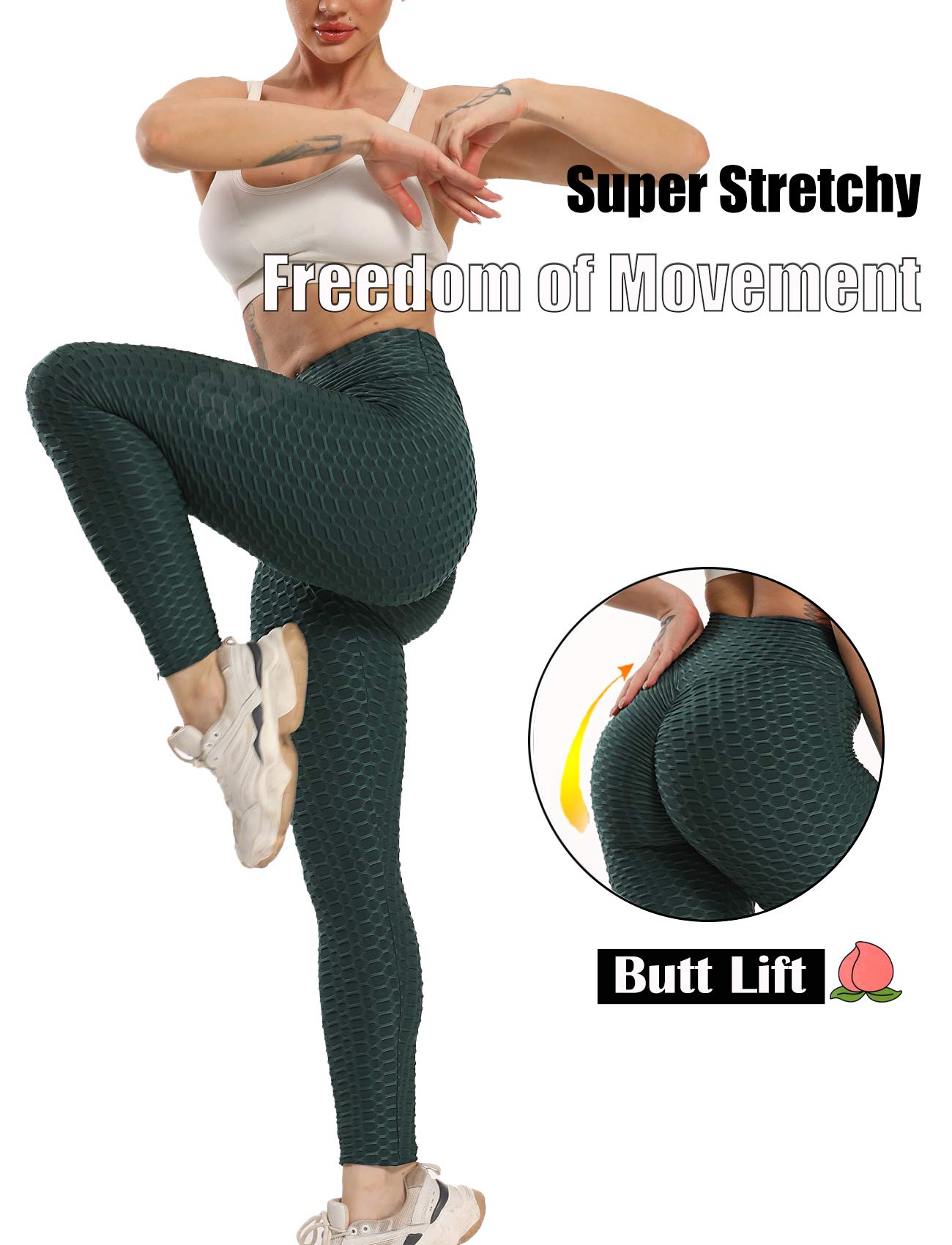 SEASUM Women High Waisted Workout Yoga Pants Butt Lifting Scrunch Booty Leggings Tummy Control Anti Cellulite Textured Tights