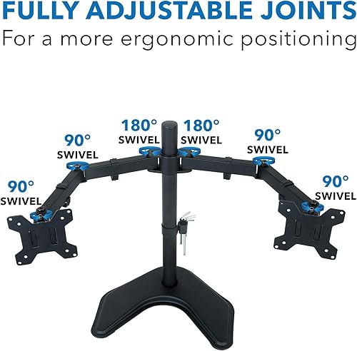 Miniatura 7 de Mount-It! Soporte de monitor doble para escritorio, 2 pantallas para dos pantallas de computadora de hasta 32 pulgadas y 17 libras, base giratoria,