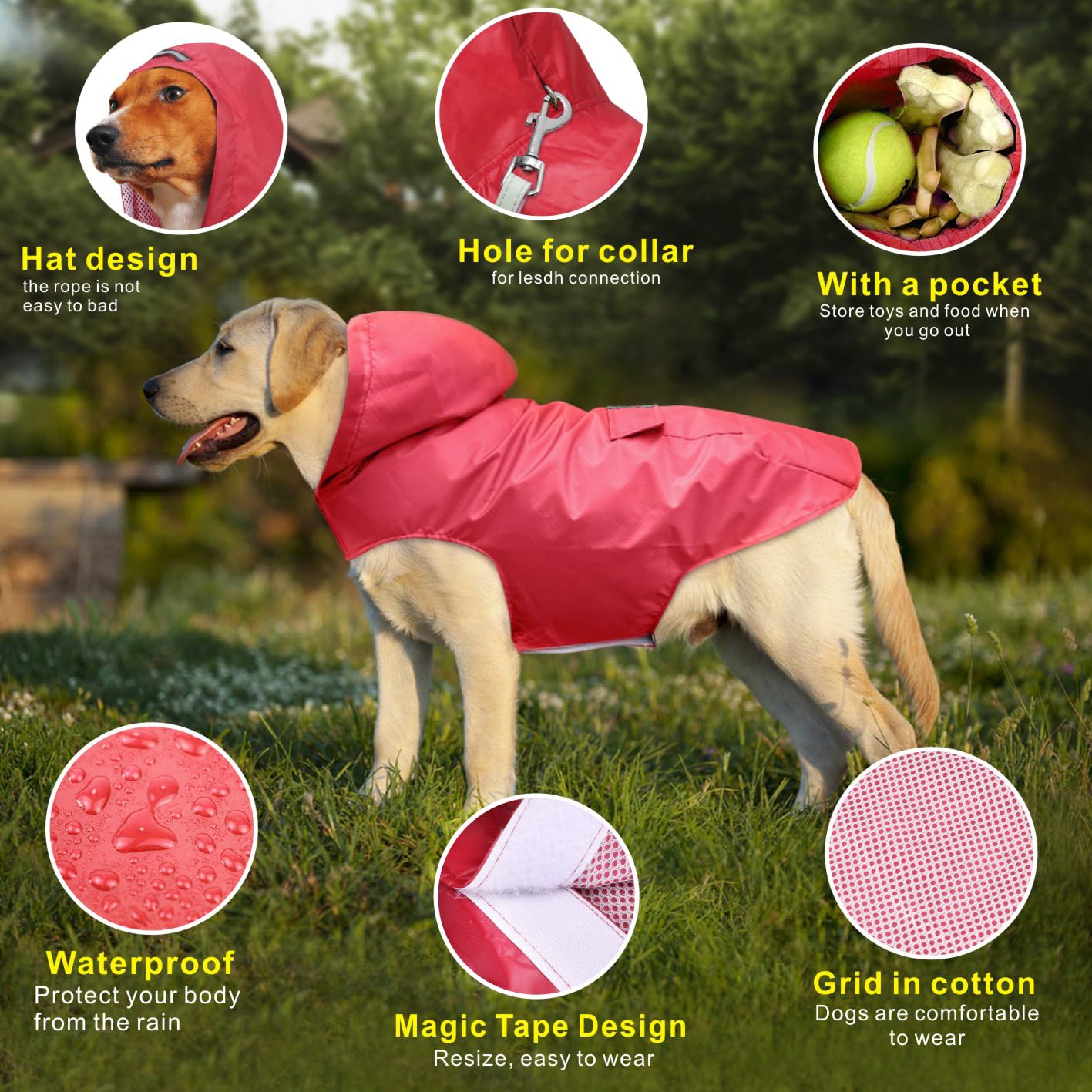 Morezi hond regenjas met hoge kraag waterdichte regenjas voor Morezi hond regenjas met hoge kraag waterdichte regenjas voor