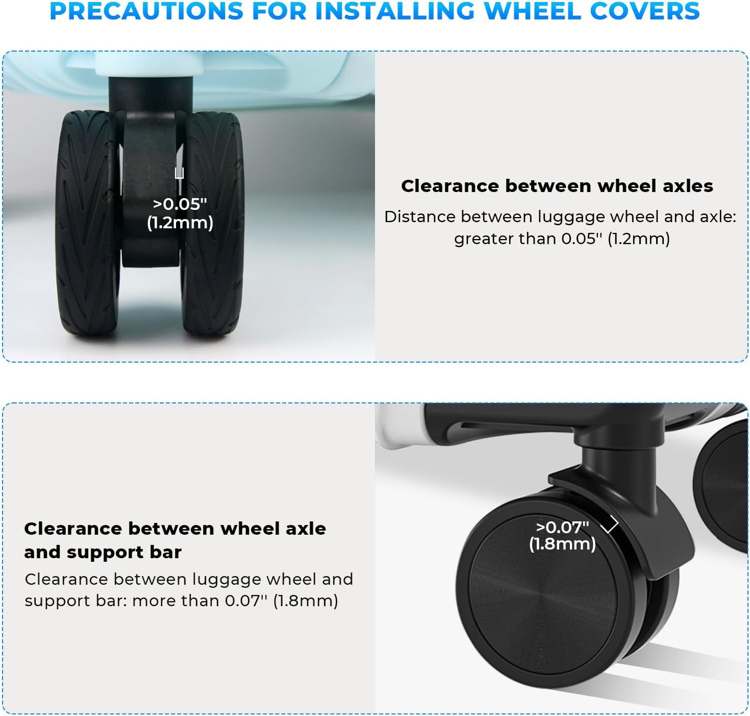 16 Pack Upgrade Luggage Wheel Covers, For 2-2.4" Spinner Wheel-Black&Purple image 3