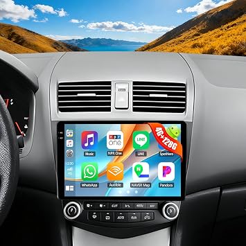 CAMECHO 4G+128G for Honda Accord Radio 2003-2007 Android 15 Car Stereo with Wireless CarPlay Android Auto 10" Incell 1280 * 720 Touch Screen Head Unit with GPS Bluetooth RDS FM Backup Camera