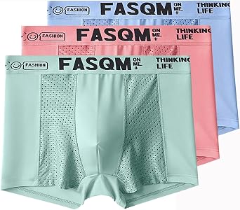 Men's Ice Silk Boxer Briefs Mesh Panties Soft and Breathable Underwear Underpants