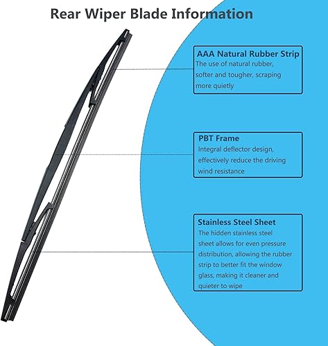 Miniatura 5 de Honda Odyssey 2005-2010 Reemplazo de brazo y cuchilla del limpiaparabrisas trasero, juego de limpiaparabrisas estilo original de fábrica, repuesto