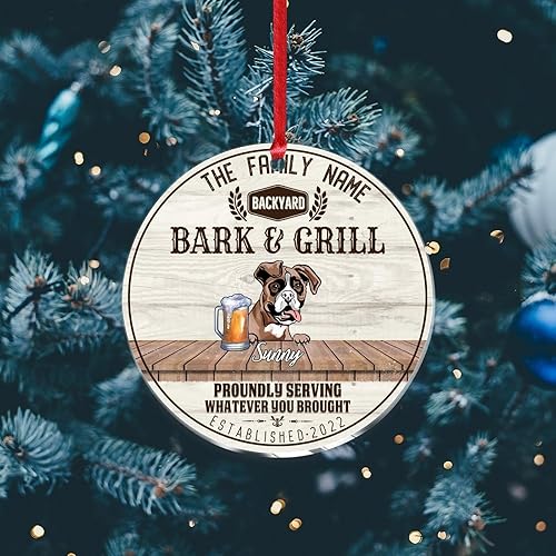 Vista 46 de SILYHEART Presa Canario Christmas Acrylic Ornament Dogs Welcome Ceramic Christmas Keepsake Family Dog Name Funny Christmas Memorial Gifts for Mom