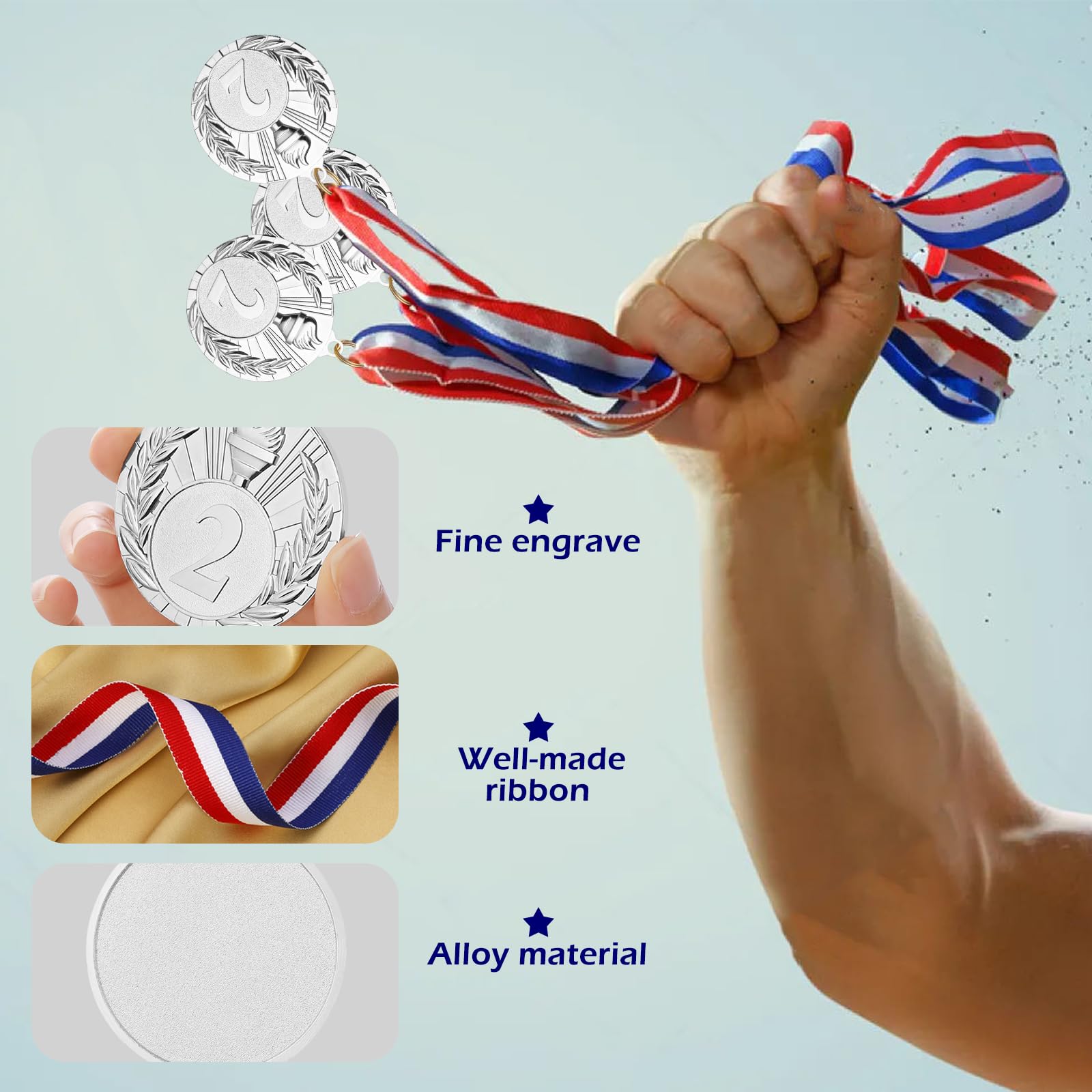 GeeRic 12pz Medaglie d'oro Medaglie per Bambini/Studenti/Giocatore/Atleta Medaglie in Metallo con Nastro Collo Vincitore di Medaglie per Concorso/Sport/Festa Decorazione