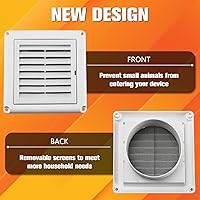 Vista 3 de Funmit Cubierta de ventilación acanalada de 4" para evitar anidación de aves para ventilación exterior de secador con 4 tornillos para fácil