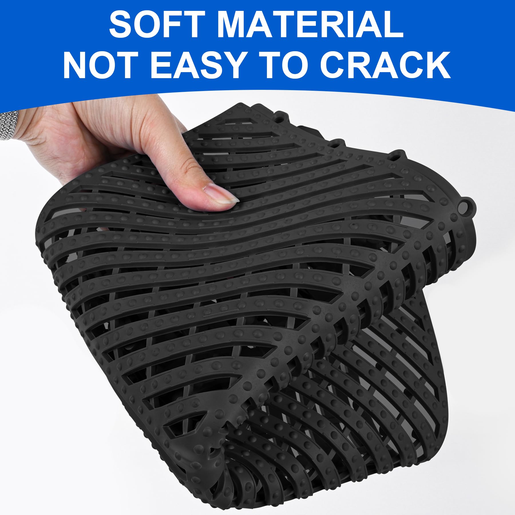 MYFAMIREA Modular Interlocking Cushion 12 Pack 11.8" x 11.8" Rubber Floor Tiles Non-Slip Splicing Drainage Mats for Deck, Pool, Shower, Patio, Balcony, Bathroom, Kitchen, Yard (1 Rows Dots, Black) — Amazon image 3