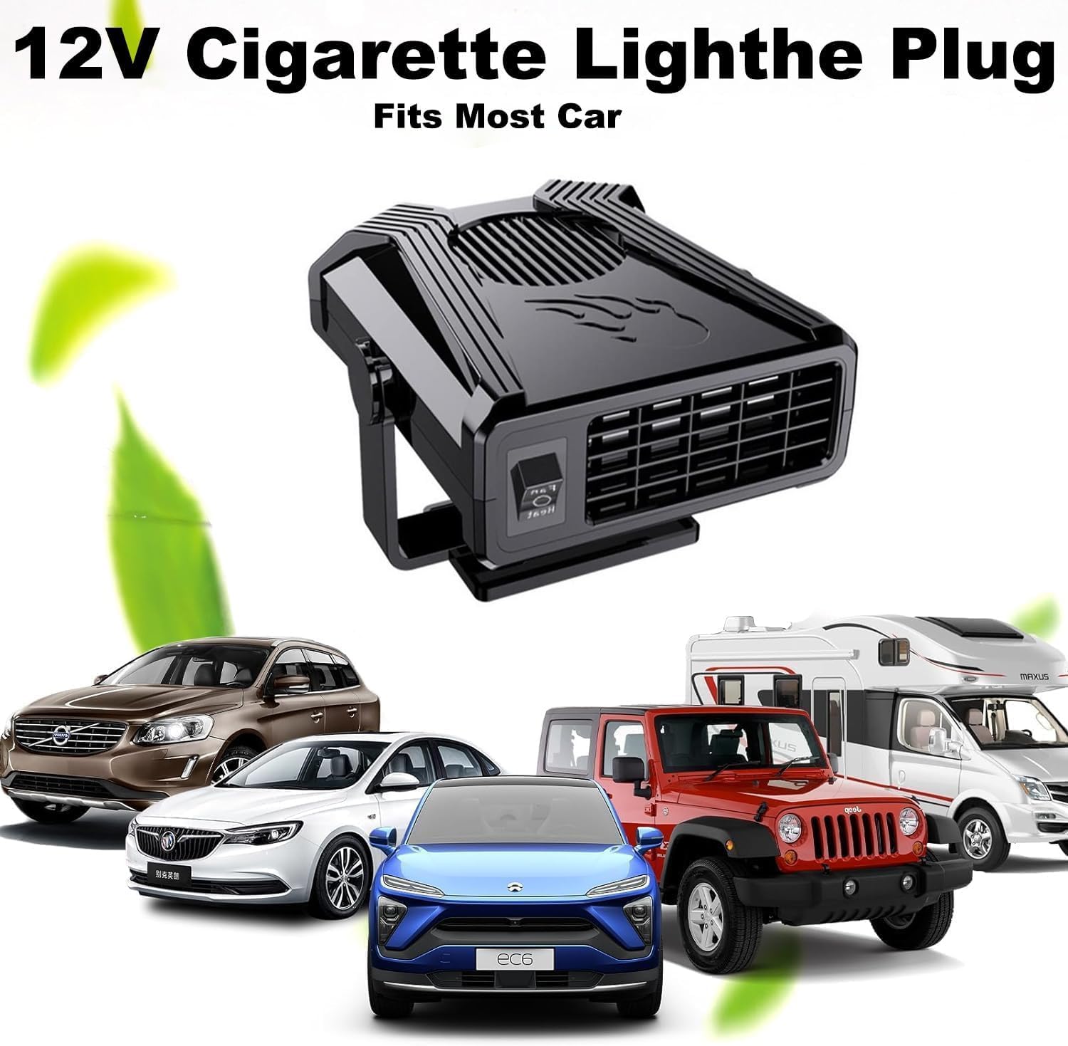 Riscaldamento per auto, 12 V, portatile, riscaldamento rapido in legno, con sigarette, scalda auto per l'inverno, per parabrezza auto, adatto per auto