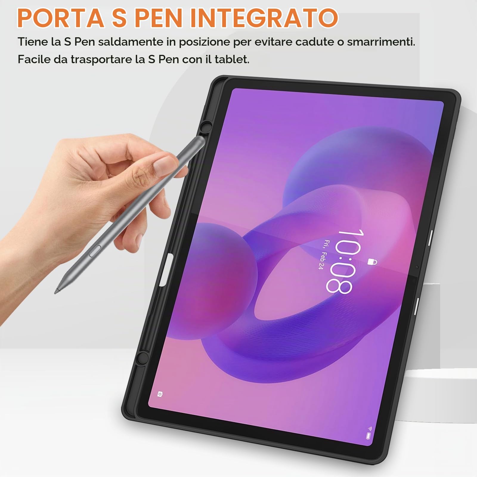 YRH - Custodia per Lenovo Idea Tab con supporto per penna 11 pollici 2025, [ Auto Wake/Sleep] Cover posteriore trasparente per tablet Lenovo Idea 11 [TB336ZU /TB336FU] (Rosa