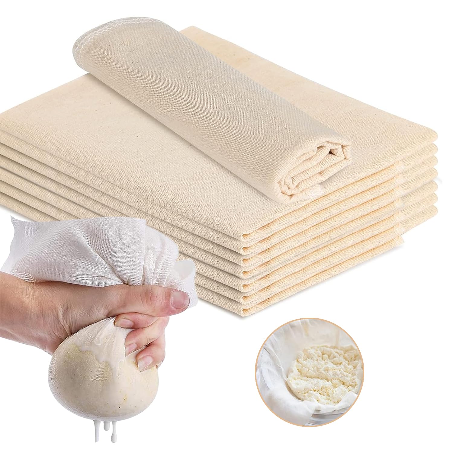 12 Panni Di Garza In Cotone 50x50 Cm – Cheesecloth Riutilizzabile Per Cucina, Filtrare Latte, Succhi, Vino E Fare Formaggio