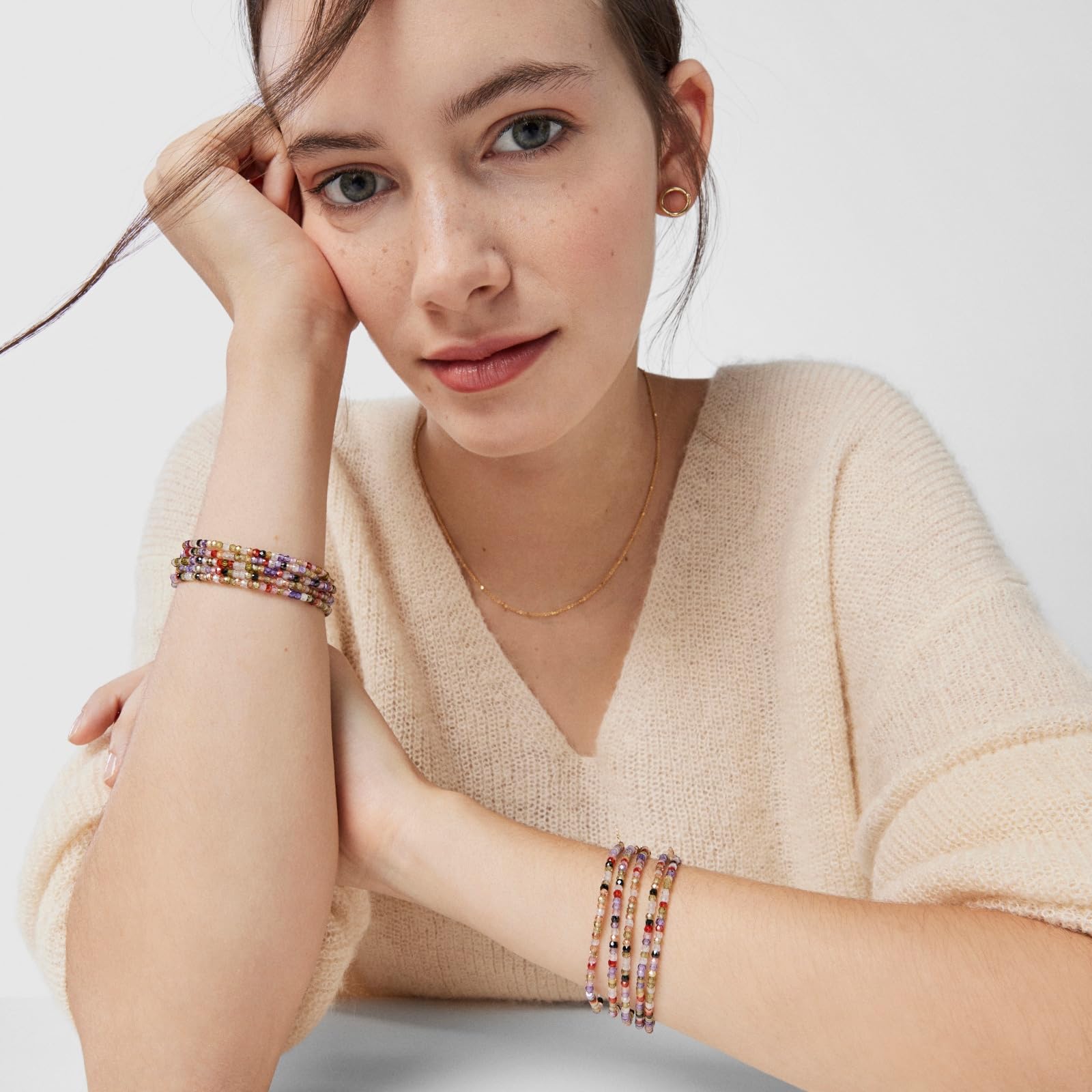 TOUS Pulsera de Oro de 18kt para Mujer con Zirconitas, 16 cm de Largo, Colorido y Versátil, Colección Color
