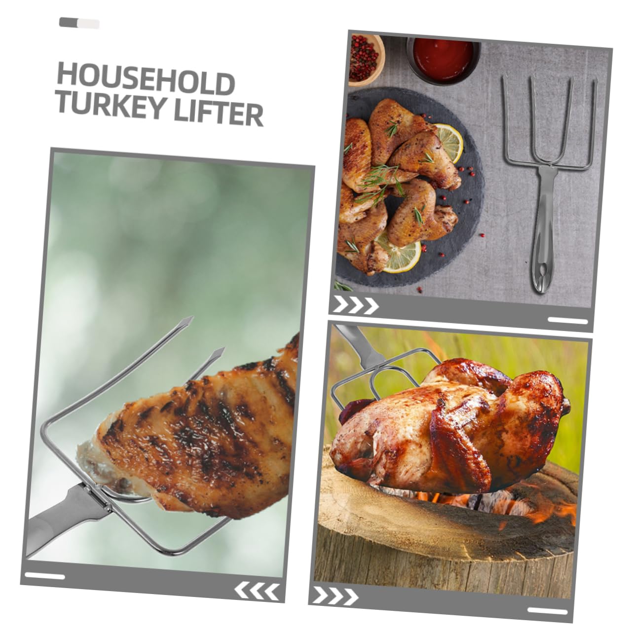 Mikinona 2pezzi Forchette Per Arrosto Acciaio Inossidabile Per Grigliate Di Pollame e Tacchino Strumenti Per Bbq Resistente Alle Alte Temperature Facile Da Pulire e Trasportare