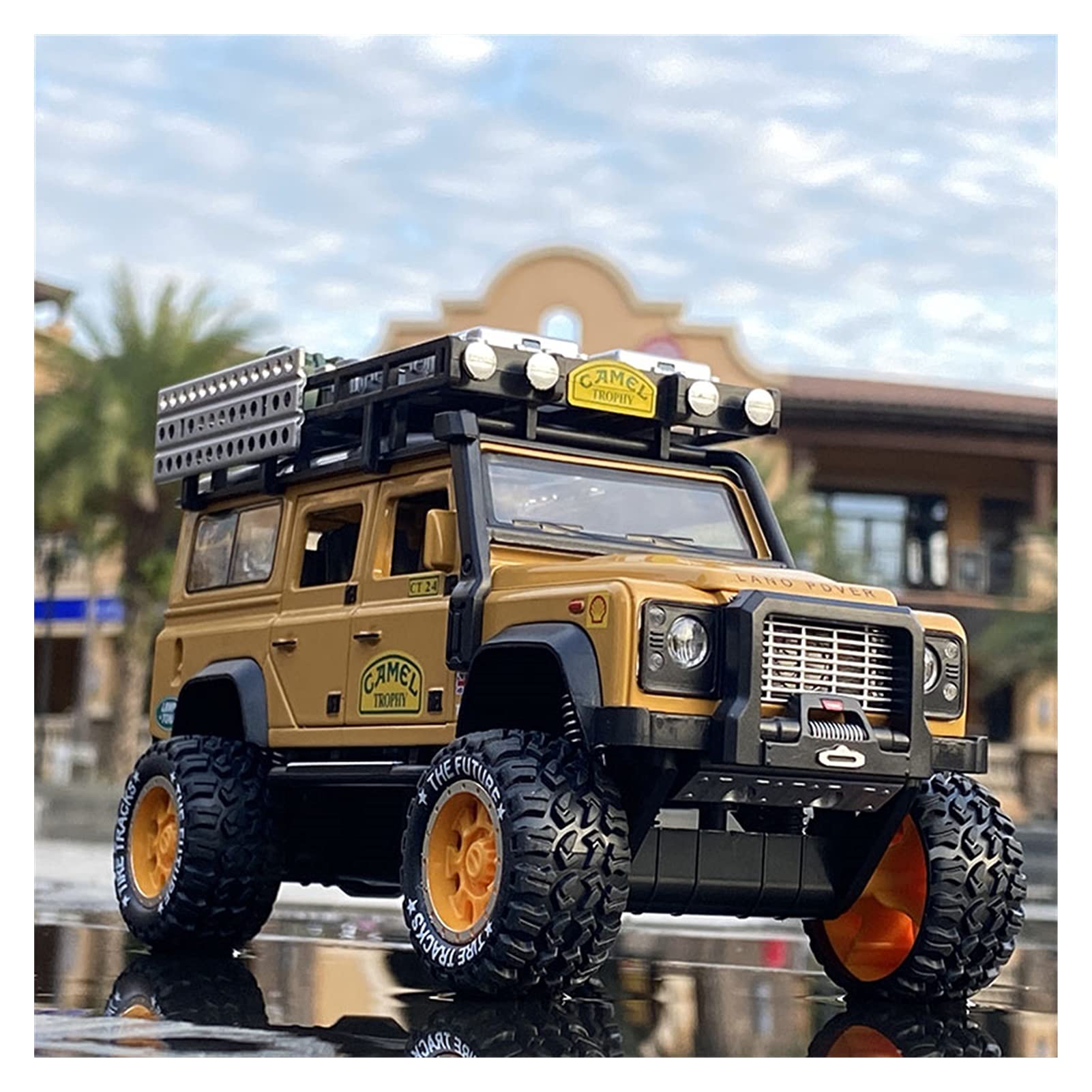 Veicoli a Motore in Scala 1/28 para Land Rover Defender Camel Cup Simulación De Fundición A Presión Modelo De Coche Todoterreno Vehículo De Juguete Modello di Auto Replica (Color :