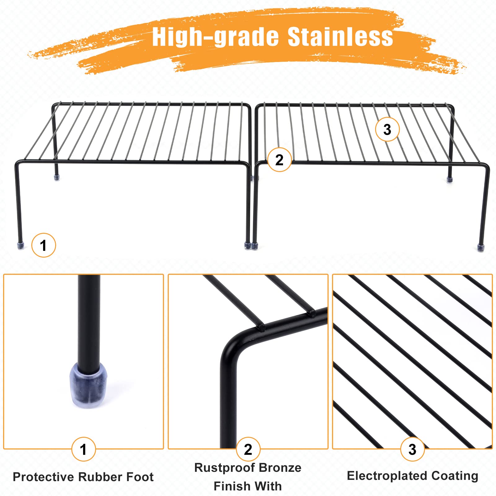 Scaffale portaoggetti medio (30 x 30 cm), scaffale da cucina, bancone da cucina e ripiano per armadietti, organizer per cucina, frigorifero, armadietto, armadio da bagno, nero (nero, 4)