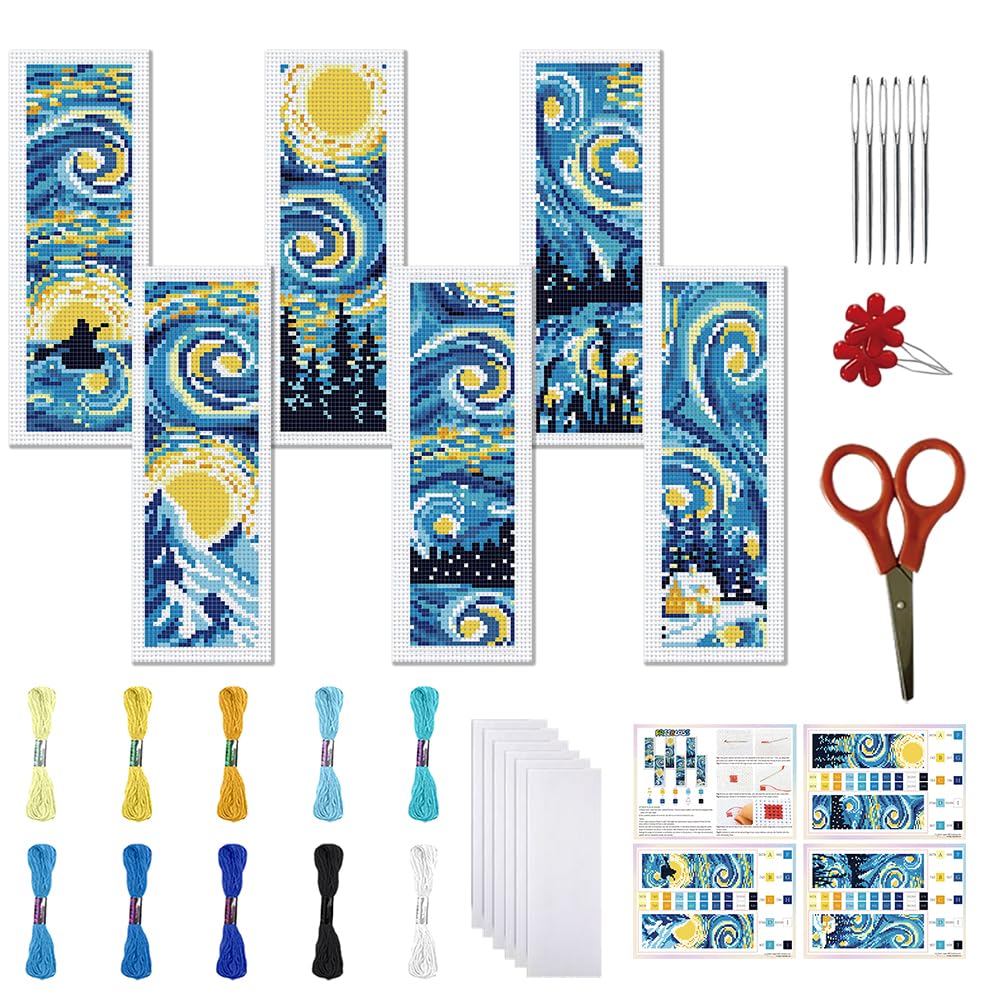 FREEBLOSS Cross Stitch Bookmark Kits - 6 Sets -16