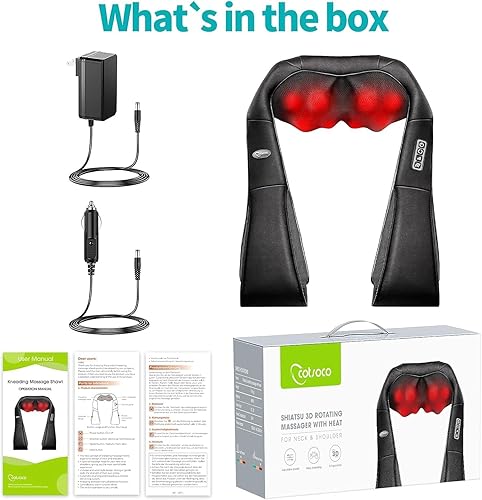 Miniatura 8 de cotsoco Masajeador de cuello, masajeador de hombros Shiatsu con calor, masajeador portátil 3D ergonómico de hombros y espalda para aliviar el dolor,