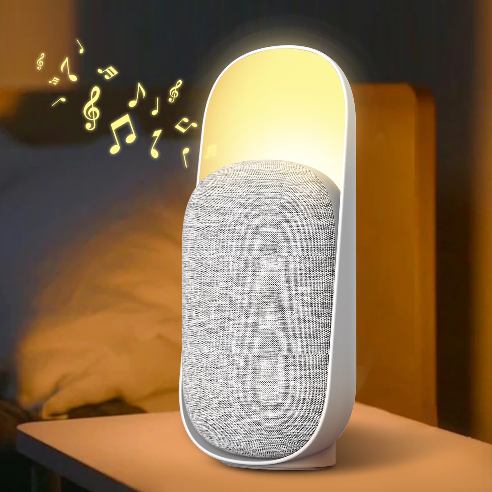 3 in 1 Bluetooth Speaker + Night Light + White Noise Sound Machine, Gemmac Multifunctional Baby Sound Machine, Rechargeable Night Light for Kids, Bluetooth Speaker with Nightlight for Bedroom, Gift