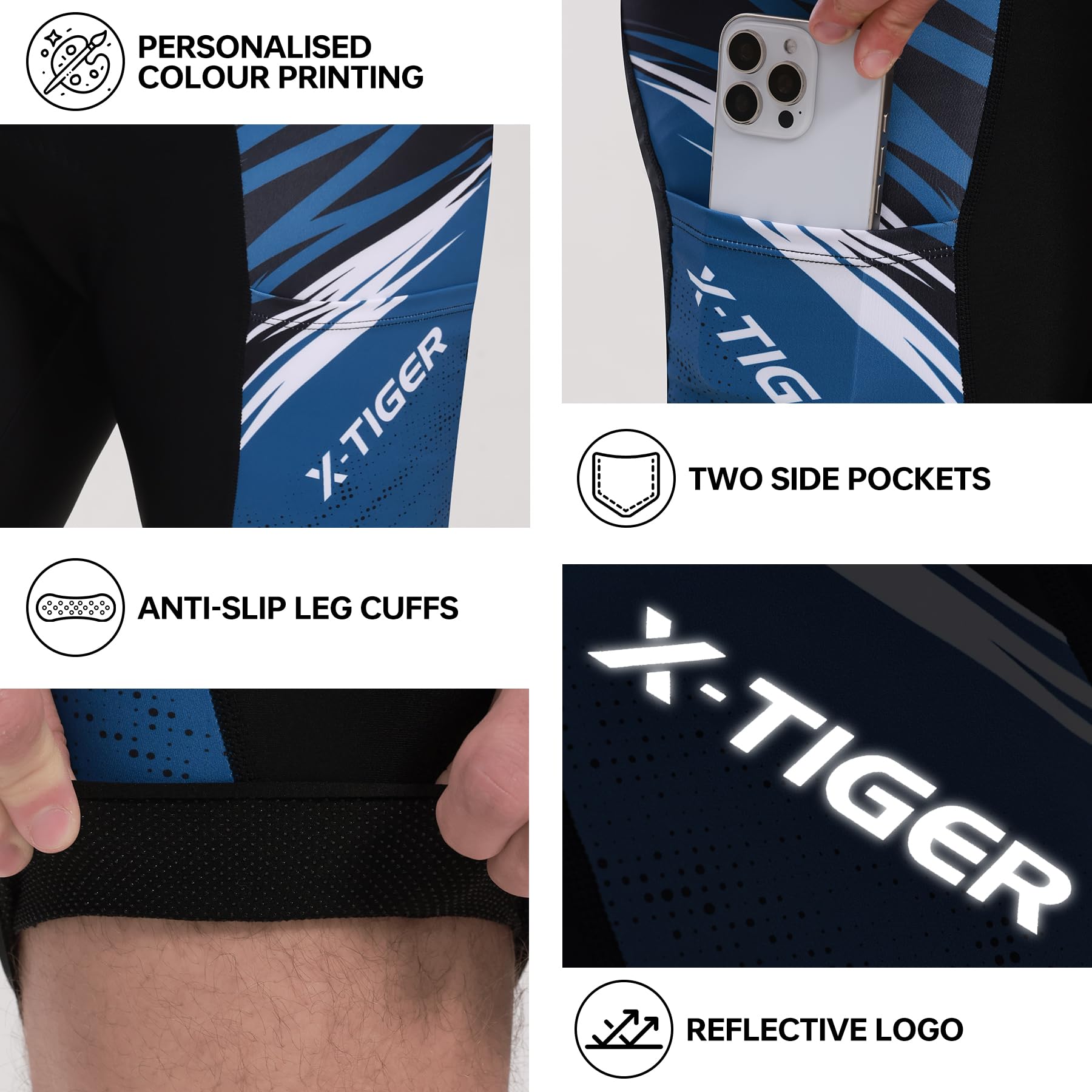 X-TIGER Short VTT Homme avec 5D Gel Rembourré Respirant Cyclisme Pantalon Antidérapant