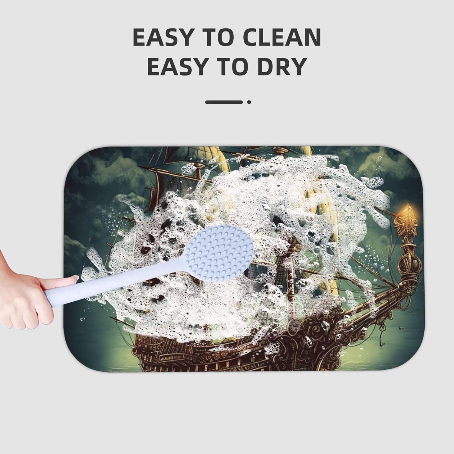 Stone Bath Mats Nautical Vintage Sailing Pirate Ship Diatomaceous Earth Bath Mat Super Absorbent Bathroom Floor Mat Quick Drying Diatomite Shower Mat for Shower Bathtub Bathroom Accessory 19.7x31.5in