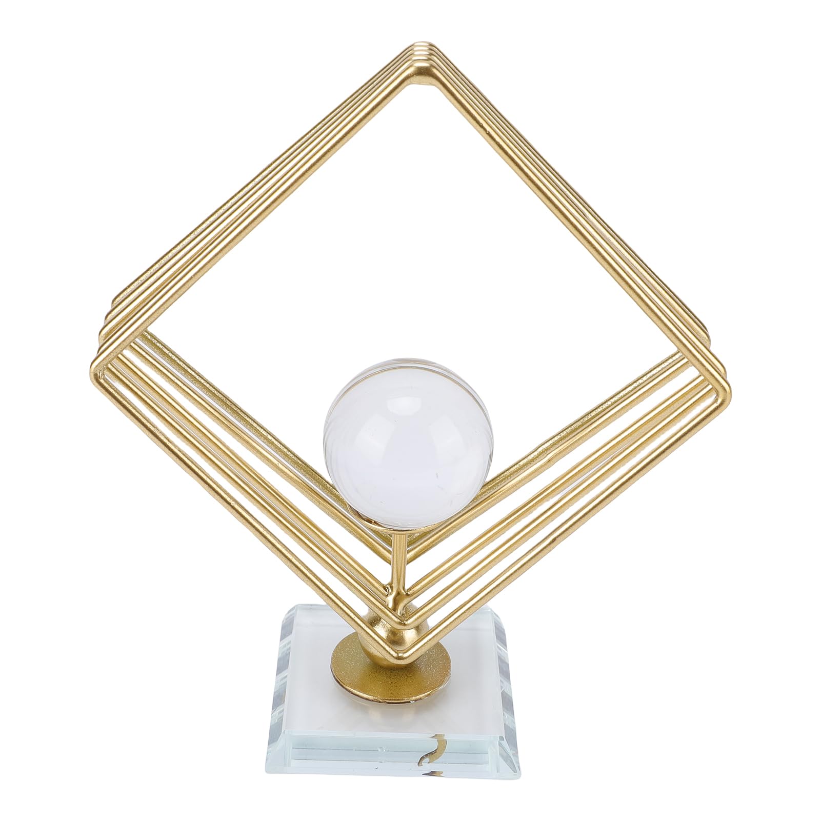 Jelquix Iron Art Crystal Ball, Crystal Ball Decor, Wine Display with Rhombus Stand Design, Ideal for Living Room, Entrance & Wine