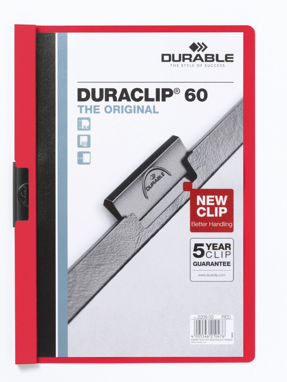 Durable Red Duraclip 60 Sheet Document Clip File Folder | 25 Pack | A4