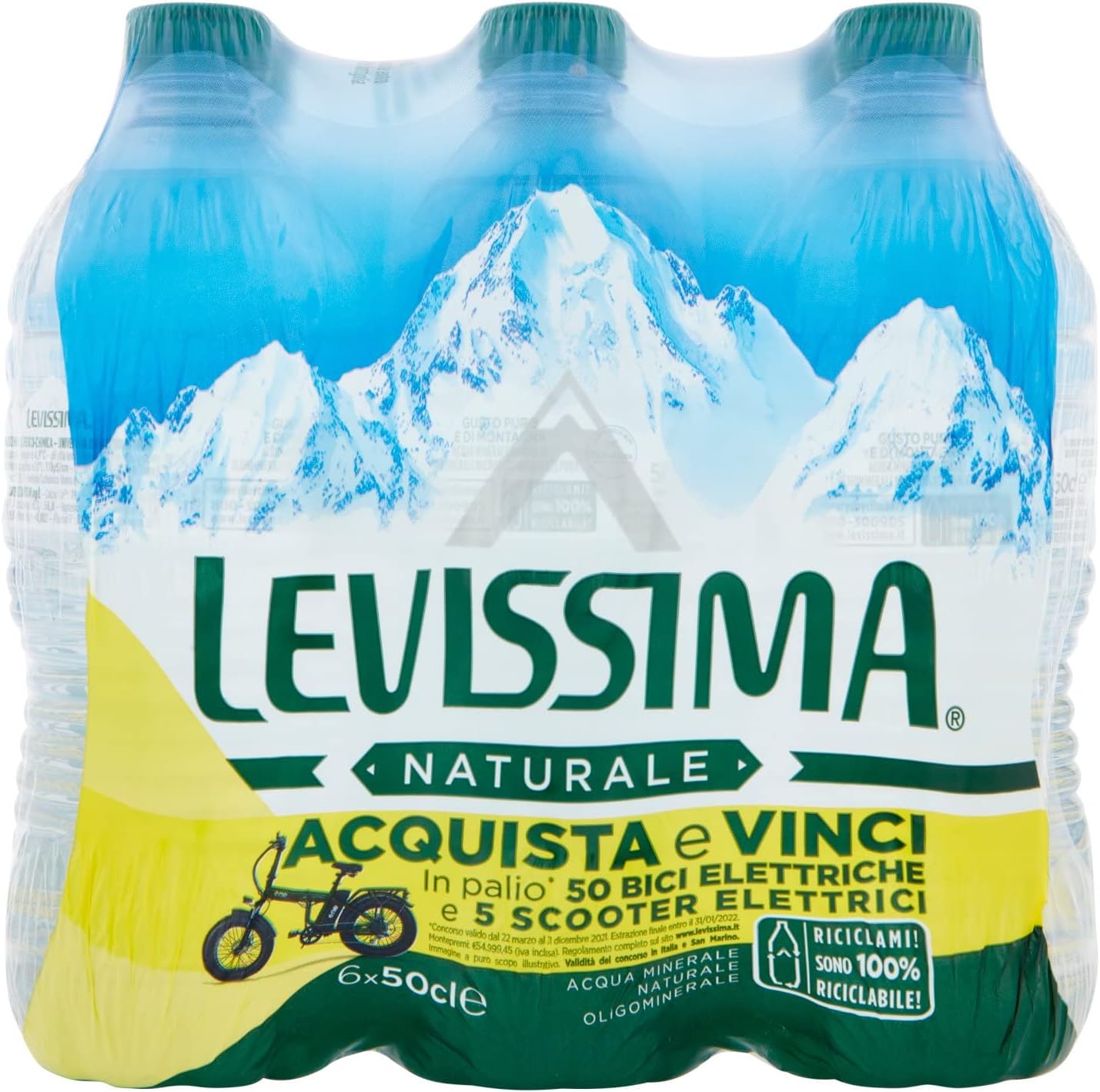 Levissima: Natural Spring Water * 16.9 Fluid Ounce (500ml) Bottles (Pack of 6) * [ Italian Import ]