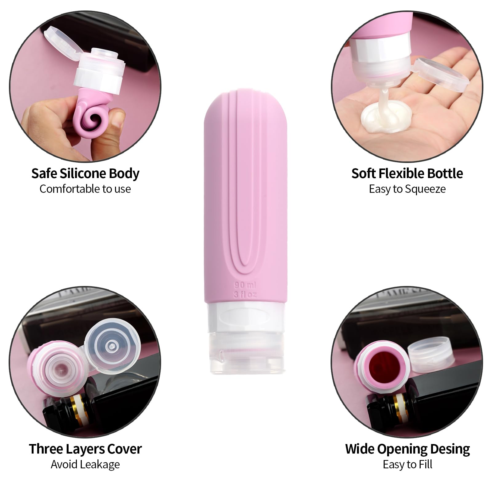 Mrsdry Confezione da 16 bottiglie da viaggio per articoli da toeletta, contenitori da viaggio in silicone oversize per articoli da toeletta, a prova di perdite, ricaricabili per shampoo e balsamo