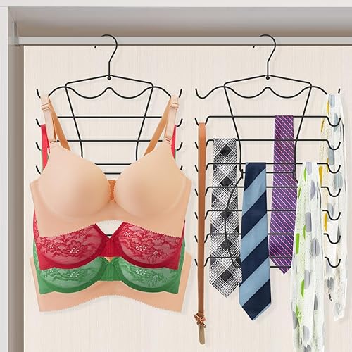 2 perchas plegables para brasieres, soporte plegable de 16 niveles con 32 ganchos, organizador de armario que ahorra espacio, perchas de hierro