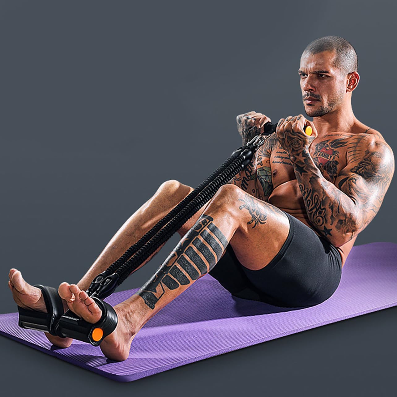 Corda Elastica Fitness Pedale Nero in Pte e Schiuma per Allenamento Muscolare e Resistenza per Bicipiti e Spalle in Casa