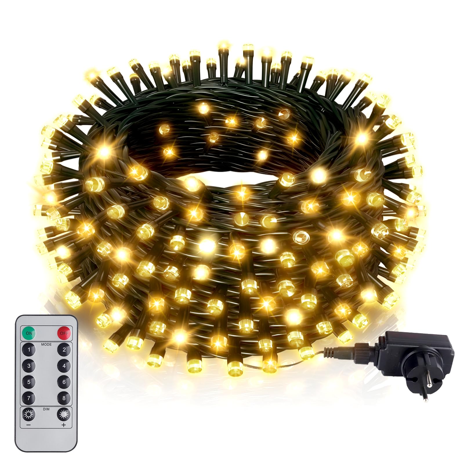 Hzitcigm Luces Navidad 100M 1000 LED, Cadena de Luces Exterior Blanco Cálido Interior Guirnalda Luces Árbol Navidad Impermeable 8 Modos Guirnalda Luces Cadena de Luz Regulable Decorativas para Navidad