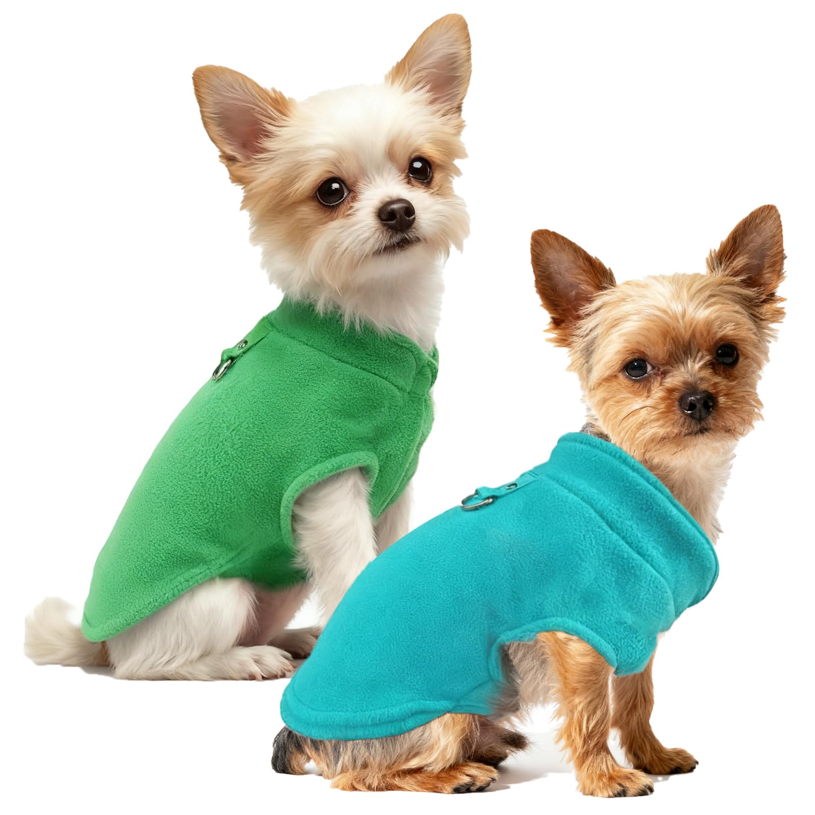 Cfcyhla 2 Pack Dog Jumpers, Warm and Soft Winter Jacket Small,Apparel Puppy Twist Striped Vest Clothes,Fleece Vest Sweater with Leash Ring(M)