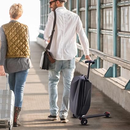 光るライドオンスクーター✨キャリーバッグ 旅行　子供　耐荷重122キロ　ブラック Amazon | スクータースーツケース キャリーオン スクーター スーツ